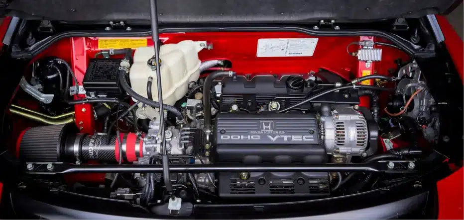 Acura repair in St. Charles, IL by Precision Motorworks. Image of a Honda DOHC VTEC engine bay, showcasing precision engine service and the shop’s commitment to performance, reliability, and long-lasting vehicle safety.